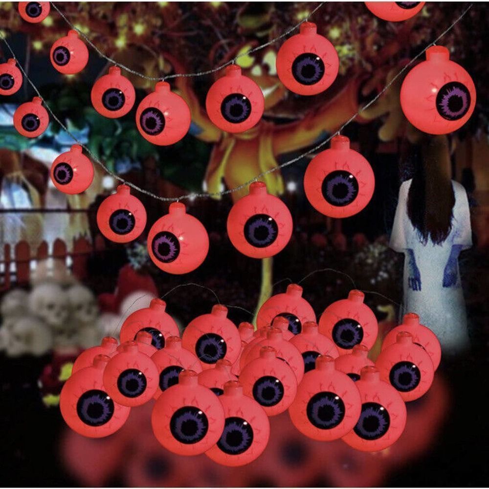 2533 Red Halloween Eyeball String Lights 30 LED Eyeball Waterproof 16.4' X 2